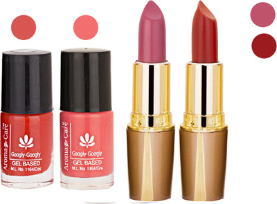 

Aroma Care Orange Nail Polish + Purple Lipstick Combo 2907201639(Set of 4)