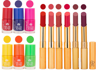 

Aroma Care Makeup Women Nail Polish and Exclusive Long Lasting Lipstick Set 68(Set of 12)