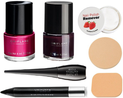

Oriflame Sweden Pure Colour Mini Nail Paint (2 Pcs), Kajal & Eyeliner Combo(Set of 4)