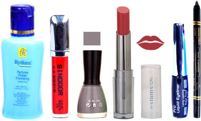 

Rythmx Lipstick And Nail Polish + Eyliner + Sindoor + Remover + Kajal Makeup Combo Pack(Set of 6)
