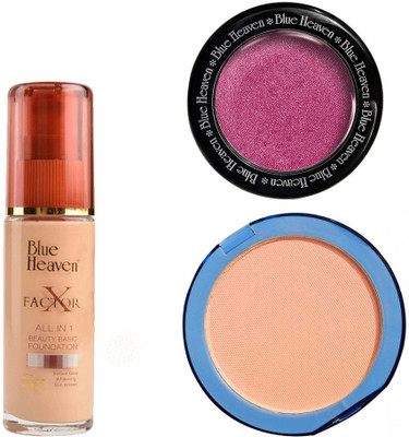 

Blue Heaven X Factor Foundation (Blush), Silk On Face Compact (Blush) & Diamond Blush on 501(Set of 3)