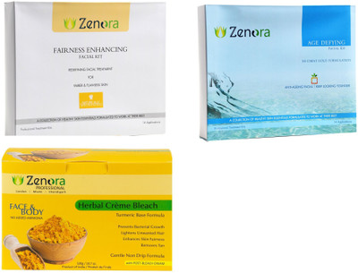 

Zenora Professional Fairness & Age-Defying Facial Kits + Bleach Combo(Set of 3)