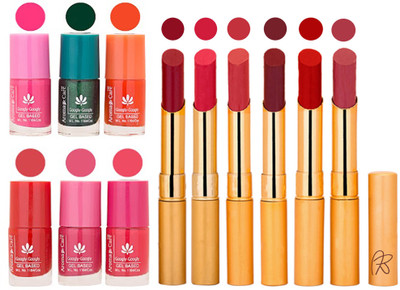 

Aroma Care Perfect Combo of Nail Polish and Rythm Lipstick Popular Shades in Wholesale Rate 2332017010(Set of 12)