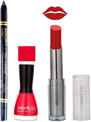 

Rythmx Lipstick , Nail Polish And Stay On Black Kajal Makeup Combo 1065(Set of 3)