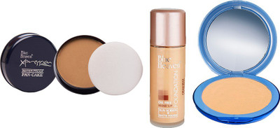 

Blue Heaven Xpression Pan Cake (74), Oil Free Foundation (Cream Beige) & Silk On Face Compact (Natural) Combo.(Set of 3)