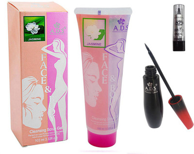 

ADS Cleansing Jasmine scrub gel / Kajal With Eye liner(Set of 3)