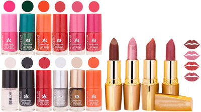 

Aroma Care Lot of 12-piece Surprise Nail Polish Set and Rythm Lipsticks Combo 19(Set of 16)