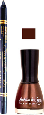 

Fashion Bar 27 07 2016 17 Choclaty Brown Nail Polish With Pro Non Transfer Kajal(Set of 2)