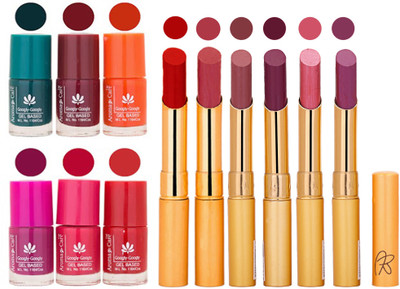 

Aroma Care Famous Combo of Nail Polish with Rythm Long Lasting Lipstick Sets 183201825(Set of 12)