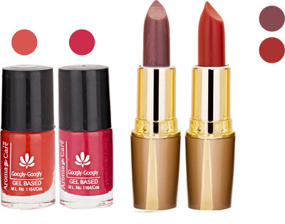 

Aroma Care Orange Nail Polish + Brown Lipstick Combo 2907201614(Set of 4)