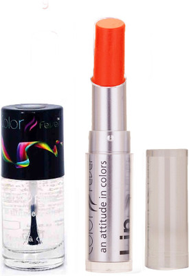 

Color Fever 940 Topcoat Nail Polish+Orange Lipstick(Set of 2)