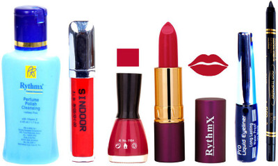 

Rythmx Lipstick ,Remover, Sindoor, Nail Polish,EyeLiner,Black Kajal, Makeup kit Combo 12090(Set of 6)