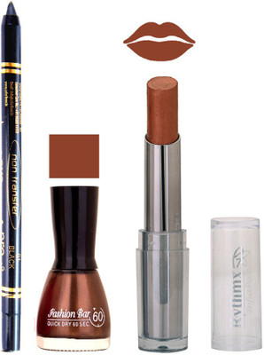 

Rythmx Lipstick , Nail Polish And Stay On Black Kajal Makeup Combo 1035(Set of 3)