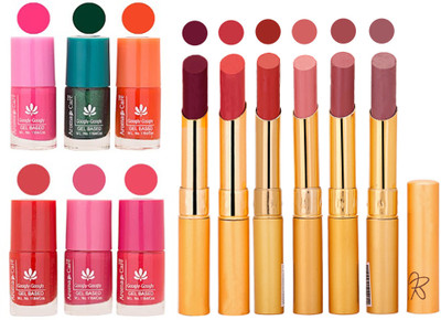 

Aroma Care Perfect Combo of Nail Polish and Rythm Lipstick Popular Shades in Wholesale Rate 2332017145(Set of 12)