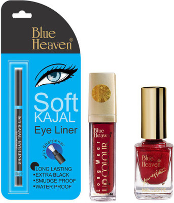 

Blue Heaven Long Wear Lip Color, Xpression Nail Paint & Bh Kajal Liner Combo.(Set of 3)