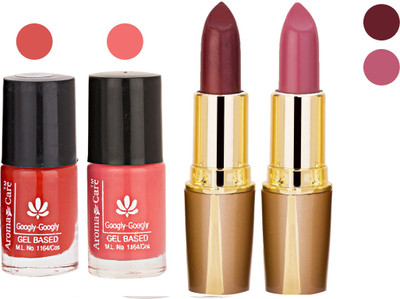 

Aroma Care Orange Nail Polish + Brown Lipstick Combo 2907201607(Set of 4)
