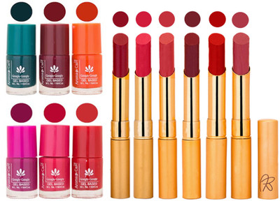 

Aroma Care Famous Combo of Nail Polish with Rythm Long Lasting Lipstick Sets 183201710(Set of 12)