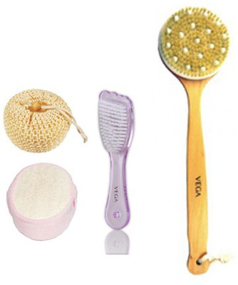 

VEGA Veag Bristle Bath brush- Sponge Relaxer& Foot Scruber Set of 4(Set of 4)