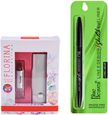 

Blue Heaven Florina Glossy Lipstick (Eternal Red)& Line Design Sketch Eyeliner(Set of 2)