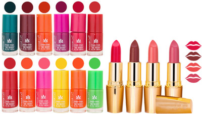 

Aroma Care Gel Nail Polish Set Quick Dry, Long Lasting and Creamy Matte Lipstick Combo 1244(Set of 16)