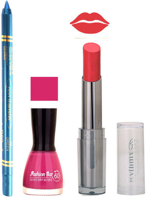 

Rythmx Lipstick , Nail Polish And Turquoise Blue Kajal Makeup Combo 1123(Set of 3)