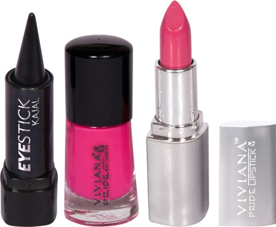 

Viviana Pride Lipstick, Nail Colors, Kajal(Set of 3)