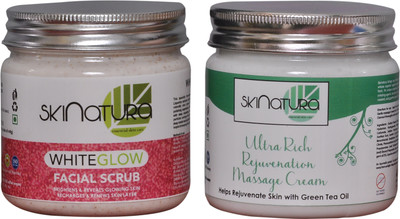 

Skinatura WHITE GLOW FACIAL SCRUB & ULTRA RICH REJUVENATION MASSAGE CREAM (Pack of 2)(Set of 2)