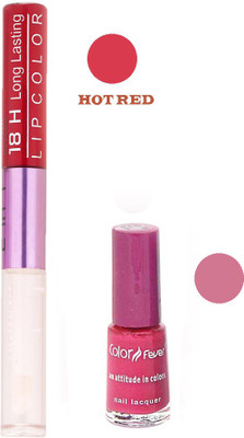 

Color Fever Long Lasting 207201601 Red Lipstick+Red Nail Polish(Set of 2)