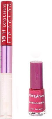 

Color Fever Long Lasting 4741601 Red Lipstick+Red Nail Polish(Set of 2)