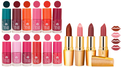 Aroma Care Lot of 12-piece Surprise Nail Polish Set and Rythm Lipsticks Combo 79(Set of 16)