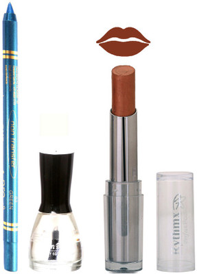 

Rythmx Lipstick , Nail Polish And Turquoise Blue Kajal Makeup Combo 1093(Set of 3)