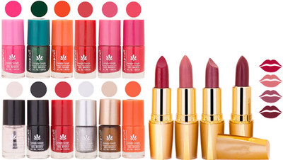 

Aroma Care Gel Nail Polish Set Quick Dry, Long Lasting and Creamy Matte Lipstick Combo 57(Set of 16)