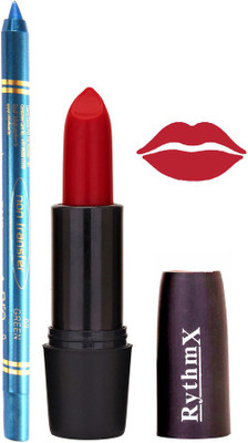 

Rythmx Rose Red Lipstick And Pro Non Transfer Blue Kajal 2898(Set of 2)
