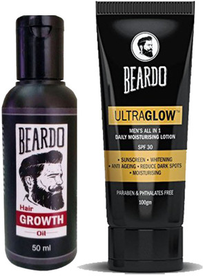 

Beardo Growth Oil 50ml and Ultraglow Lotion 100gm(Set of 2)