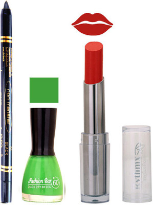 

Rythmx Lipstick , Nail Polish And Stay On Black Kajal Makeup Combo 1062(Set of 3)