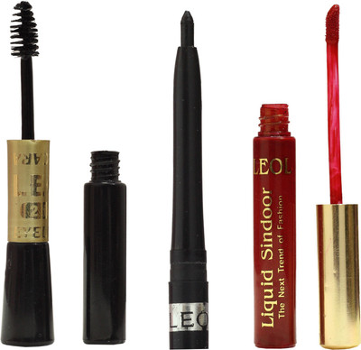 Leol Eye Highliner + 2 in 1 Mascara and Eyeliner + Liquid Sindoorr(Set of 3)