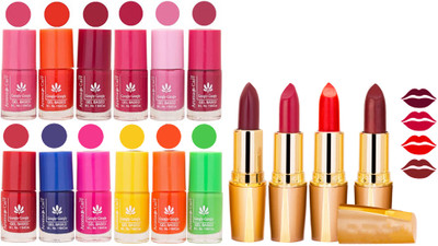 

Aroma Care Gel Nail Polish Set Quick Dry, Long Lasting and Creamy Matte Lipstick Combo 129(Set of 16)