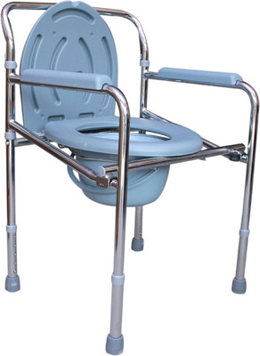 

Life Line Services deluxe Commode Chair(Silver, Grey)