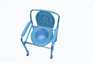 

Life Line Services Height adjustable Foldable with wheels Commode Shower Chair(Grey)
