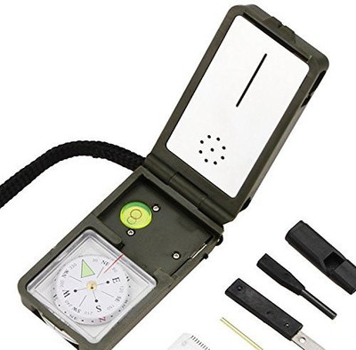 Under Control Tactical Best Survival Electronic Compass & 10-in-1 Camping Multi Tool - Includes LED Light, Thermometer Compass(White, Black)