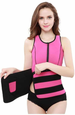 

Comfort Layer ™ Neoprene Workout Wear Slimming Sweating Weight loss exercise zipper body shaper Women Compression(Pink Sleeveless
