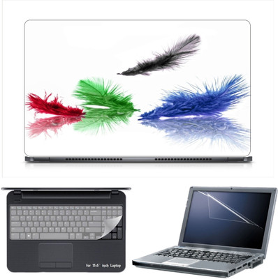 

Skin Yard Color Feather Laptop Skin Decal with Keyguard & Screen Protector -15.6 Inch Combo Set