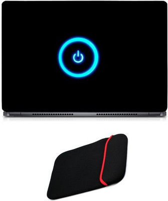 

Skin Yard Glowing Power Button Laptop Skin/Decal with Reversible Laptop Sleeve - 15.6 Inch Combo Set