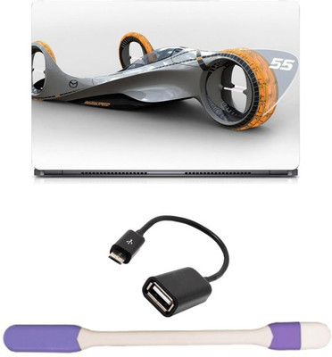 

Skin Yard Futurustic Car Laptop Skin -14.1 Inch with USB LED Light & OTG Cable (Assorted) Combo Set
