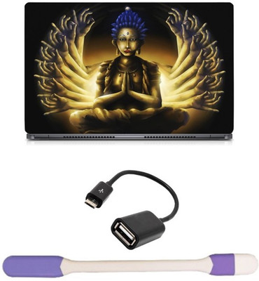 

Skin Yard Trippy Buddha Laptop Skin -14.1 Inch with USB LED Light & OTG Cable (Assorted) Combo Set