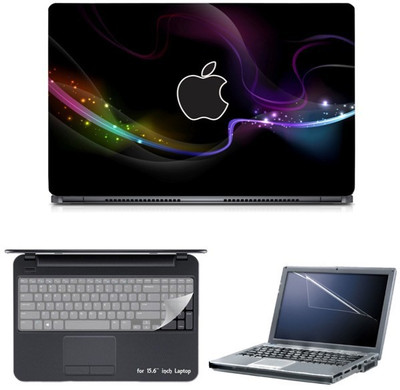 

Skin Yard White Outline Apple Logo Abstract Laptop Skin with Screen Protector & Keyguard -15.6 Inch Combo Set