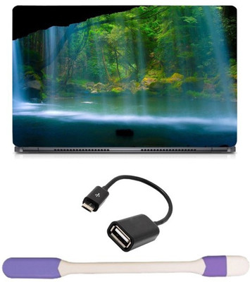 

Skin Yard Cave Fall Stream Laptop Skin with USB LED Light & OTG Cable - 15.6 Inch Combo Set