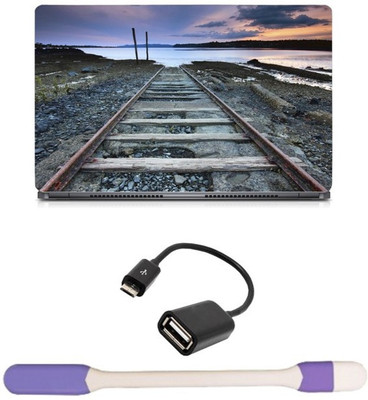 

Skin Yard Railway Track Laptop Skin with USB LED Light & OTG Cable - 15.6 Inch Combo Set