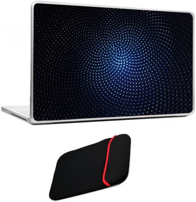 

Skin Yard Super Three Dimensional Blue Background Laptop Skin/Decals with Reversible Laptop Sleeve - 14.1 Inch Combo Set