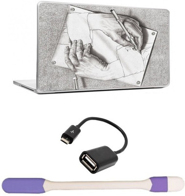 

Skin Yard Hand Sketch Drawing Laptop Skin -14.1 Inchs with USB LED Light & OTG Cable (Assorted) Combo Set